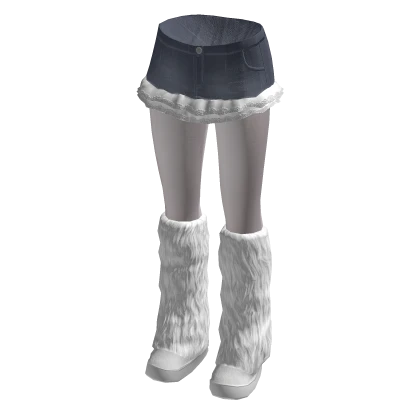 🍀Denim Lace Skirt w Snow Boots