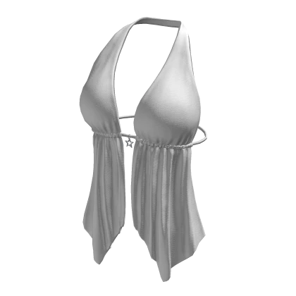 Hem Halter Neck Top White Y2K Baddie Tee Shirt