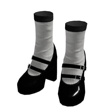 BB Black School Shoes w/ Socks  