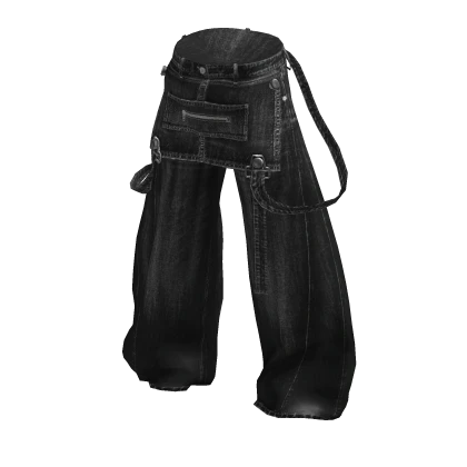 💜 Y2K Vintage Suspender Pants_Black