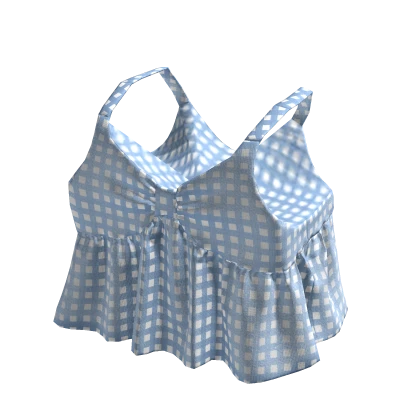 ✨ Summer Vintage Check Blue Top