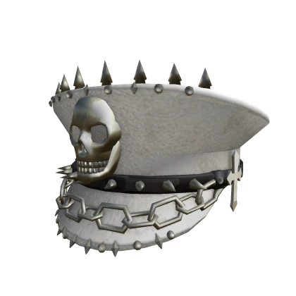 White y2k guru emo captain hat w/ spikes