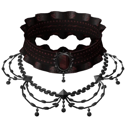 gothic ruffle choker w gem + necklace 3.0 red