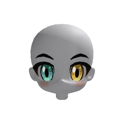 Anime Chibi Head with Blue Yellow Eyes