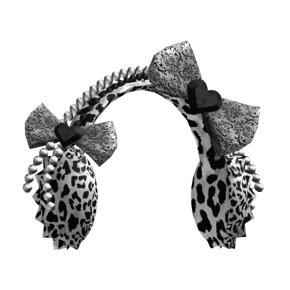 black leopard gyaru goth bow earmuffs headphone