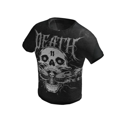 y2k halloween skull rosary emo tee shirt