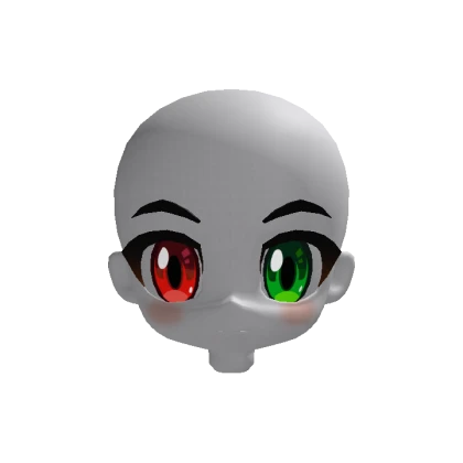 Anime Chibi Head Red Green Eyes