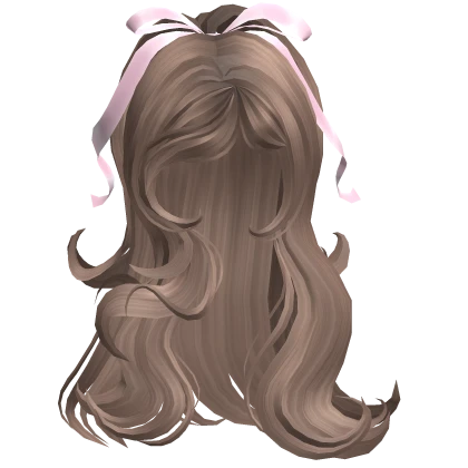♡ Half Up Half Down with Pink Bow (Milktea Brown)