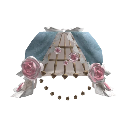 Rosy Rococo Gold Cage Skirt Bustle in Blue + Pink