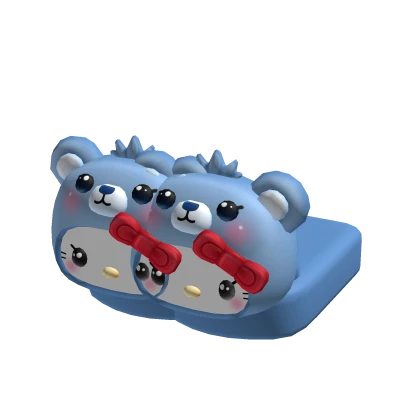 ꒰ cute blue cloud kitty bear slippers ♡꒱