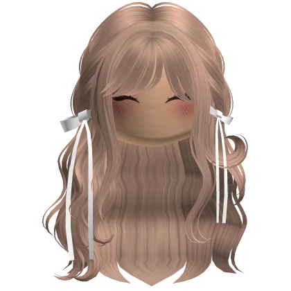 Wispy Milktea Braided Hair W/ Bows & Blush Makeup