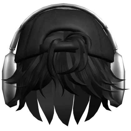 Black Messy Boy Hair w Cap + Headphones