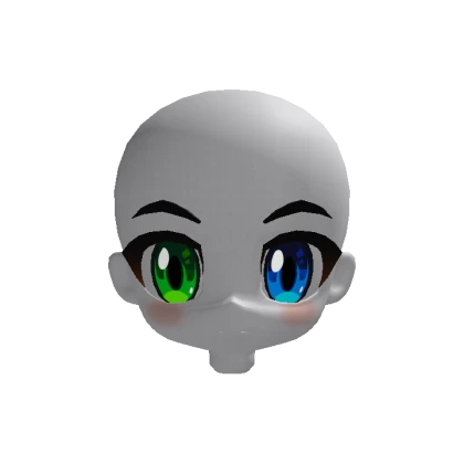 Anime Chibi Head Green Blue Eyes