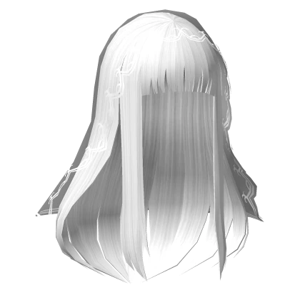 White Anime Long Hime Cut Hair with Veil