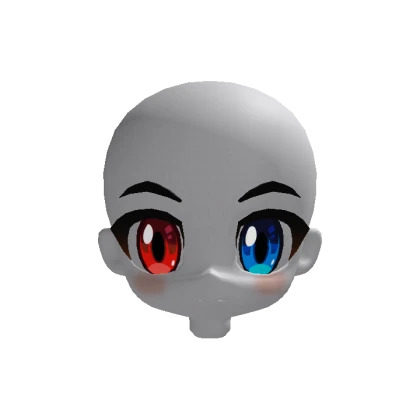 Anime Chibi Head with Red and Blue Eyes