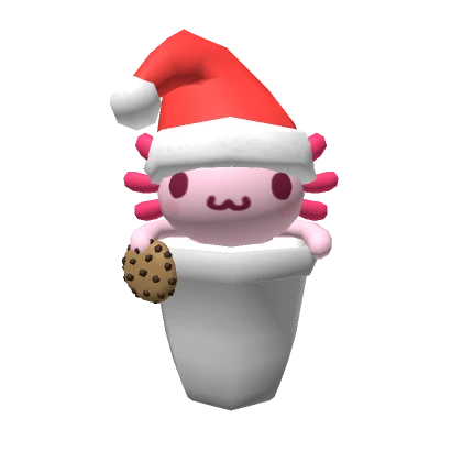 Santa Hat Axolotl In a Cup