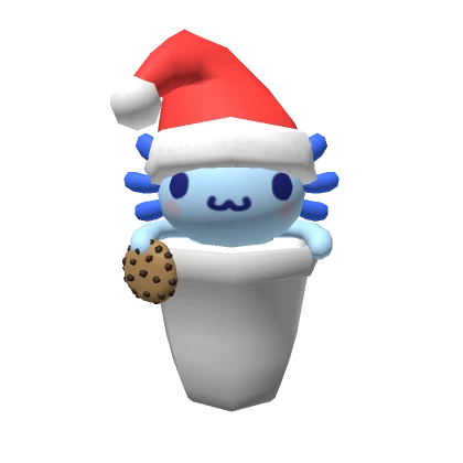 Santa Hat Axolotl In a Cup blue