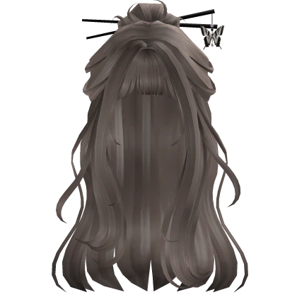 Dull Ash Grey Half Bun Hair w/Butterfly Clip