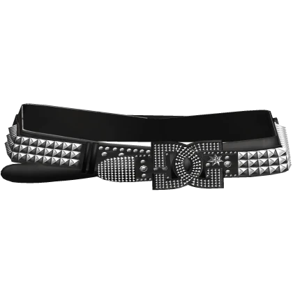 (1.0) Y2K Studded DC Rhinestone Scene Belt Black