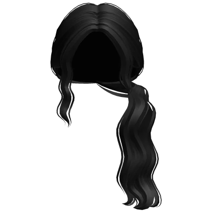 Long Wavy Lush Low Side Ponytail (Black)