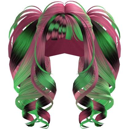 Scene Royal Curl Pigtails (Pink Green)