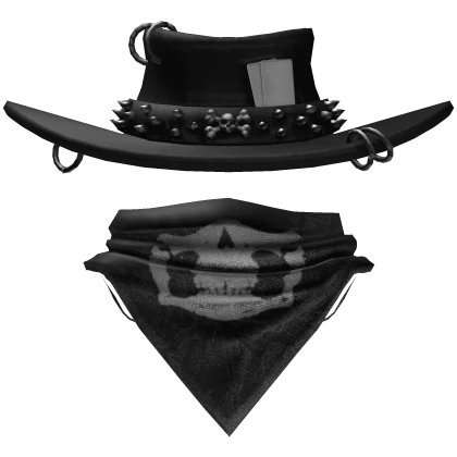Goth Cowboy Hat with Scarf