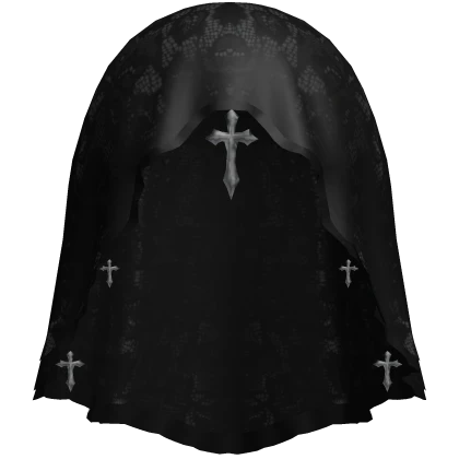 [SET] Black Gothic Lace Veil w/ Charm