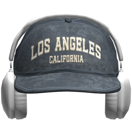 Distressed Backwards Cap with Headphones Denim