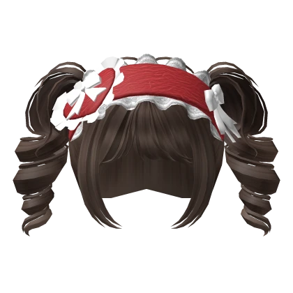 🍀Christmas Headband Curly Pigtails (Brown)