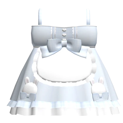 ୨୧: kawaii bunny maid dress in pleated blue white