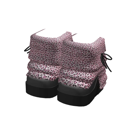 Black Gyaru Platforms w Leopard Print Leg Warmers