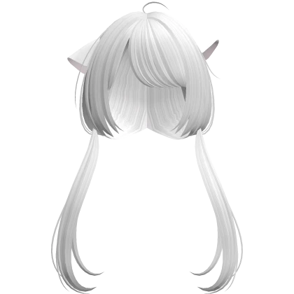 ♡ : kawaii kitty pigtails in white