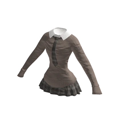 Kawaii School Outfit w/ Plaid Skirt | Brown✔️