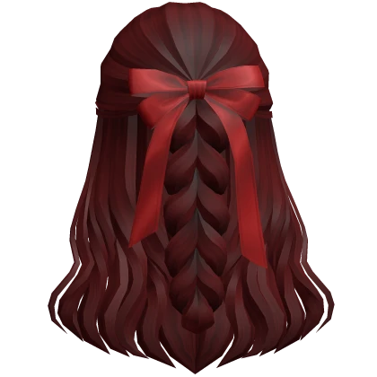 Flowy Half up Hair w/ Christmas Ribbon (red)