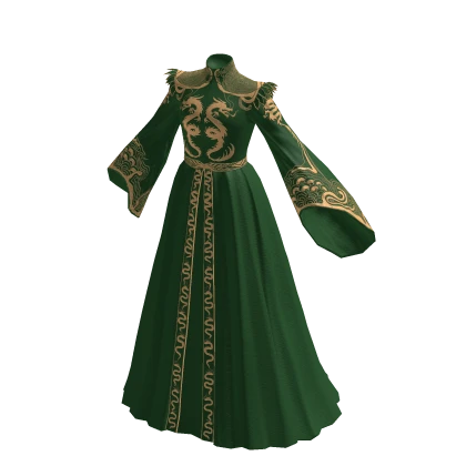 Green and gold dragon empress dress