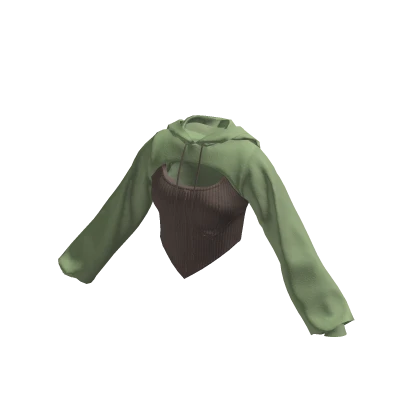 Cropped Corset Hoodie Green & Brown