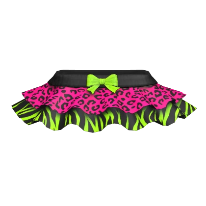 Scene Leopard Zebra Print Pink Green Skirt 3.0