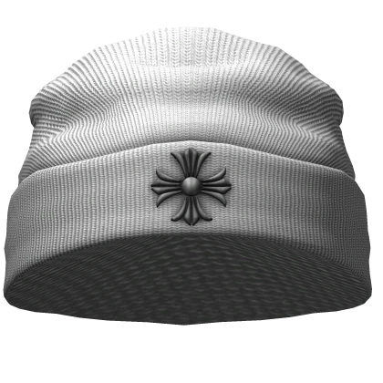 White Chrome Cross Beanie