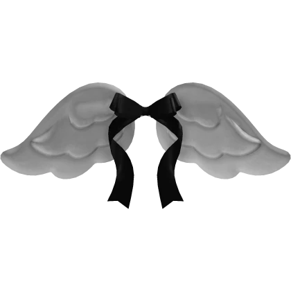 gothic white angel wings w big black bow