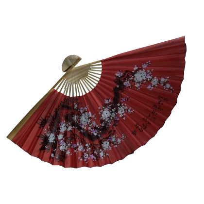 Asian Floral Bamboo Folding Fan