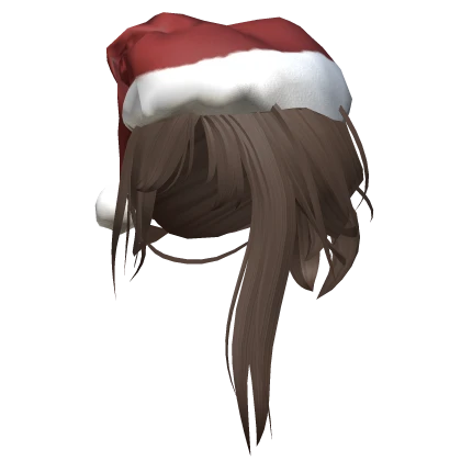 Manga Messy Low Half Done Bun Hair Santa Hat Brown