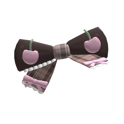 ✿ pink igari cherry bow plaid christmas mori kei