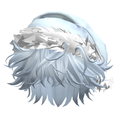 Sky Blue Messy Hair w/ Christmas Santa Hat