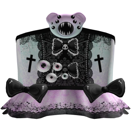 pastel goth blue purple monster eyes corset dress