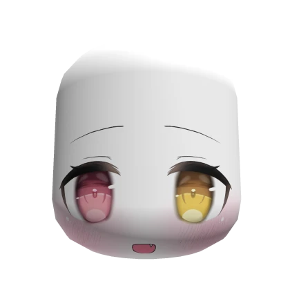 Sweet Cat Girl Face Odd Eyes Yellow Pink W Fang