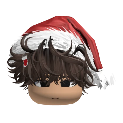 Cute Emo Boy w/ Red Santa Hat (Brown)