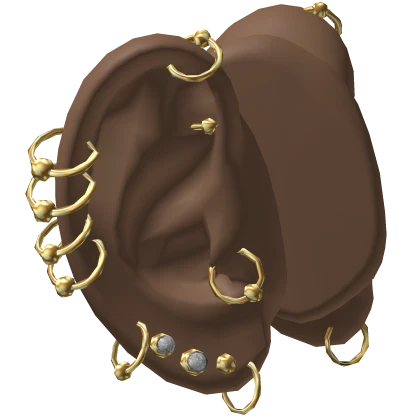 Ears w Gold Piercings Set 1