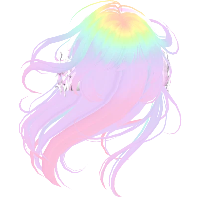 Rainbow Wind-Blown Anime Hair w/ Headphones