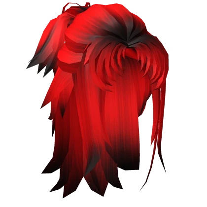 Red Anime Long Hair w/ Bun