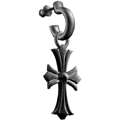 (left) chrome hearts large cross drop earring
